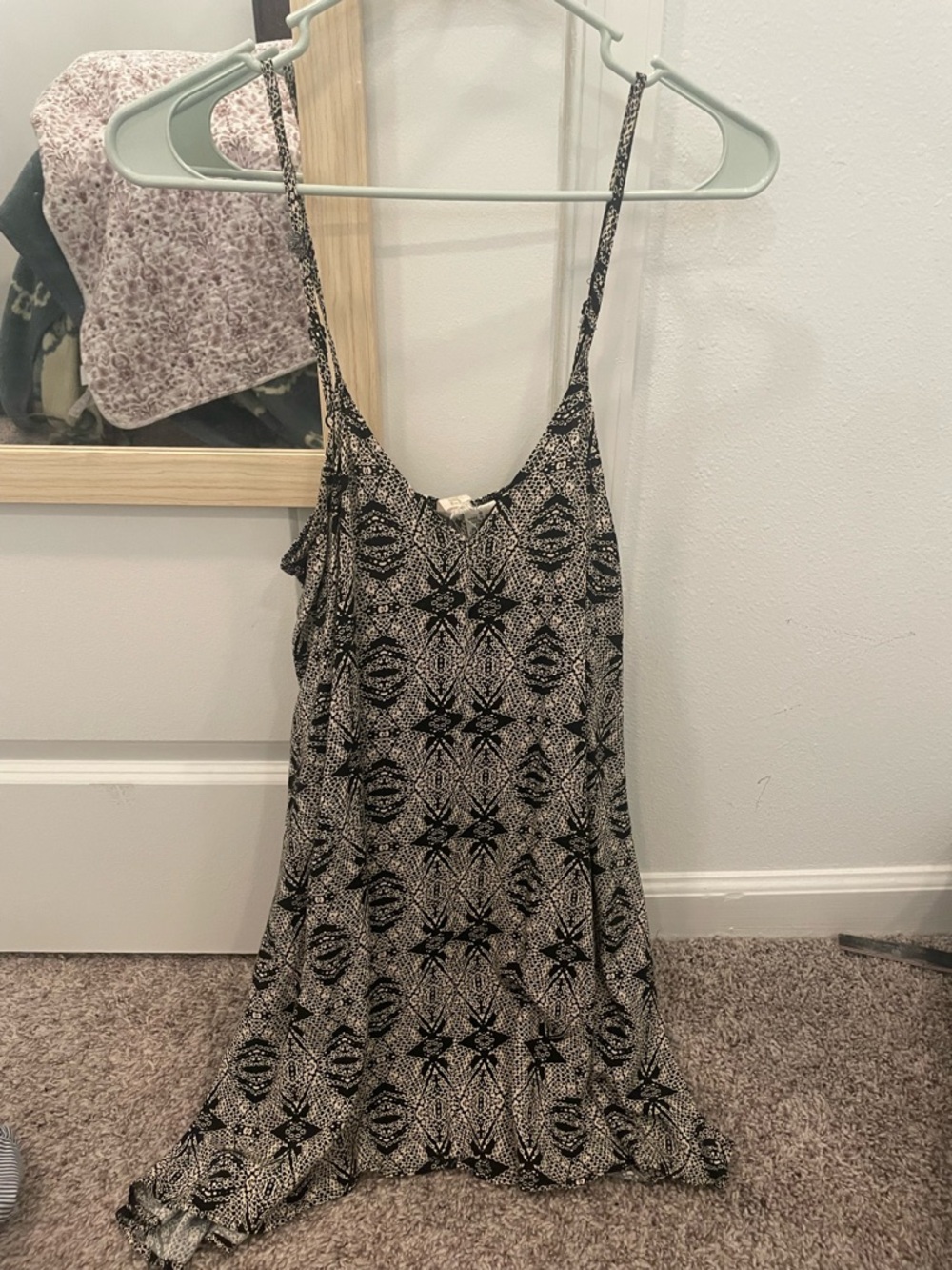 Mimi Chica Black and Cream Printed Slip Dress